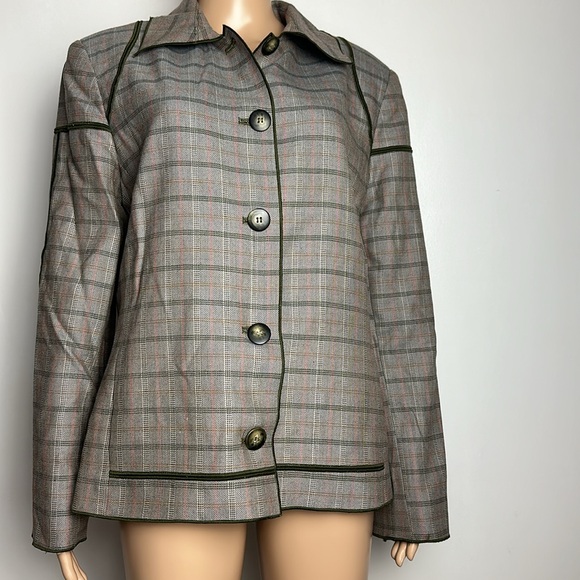Harve Bernard Wool Grey, Green, Orange Box Jacket size 16 - Picture 2 of 14